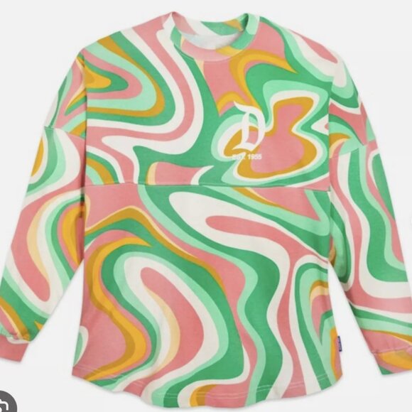 2022 Swirl Disneyland Spirit Jersey Green Pink Orange Yellow Retro Long Sleeve M - Picture 8 of 9